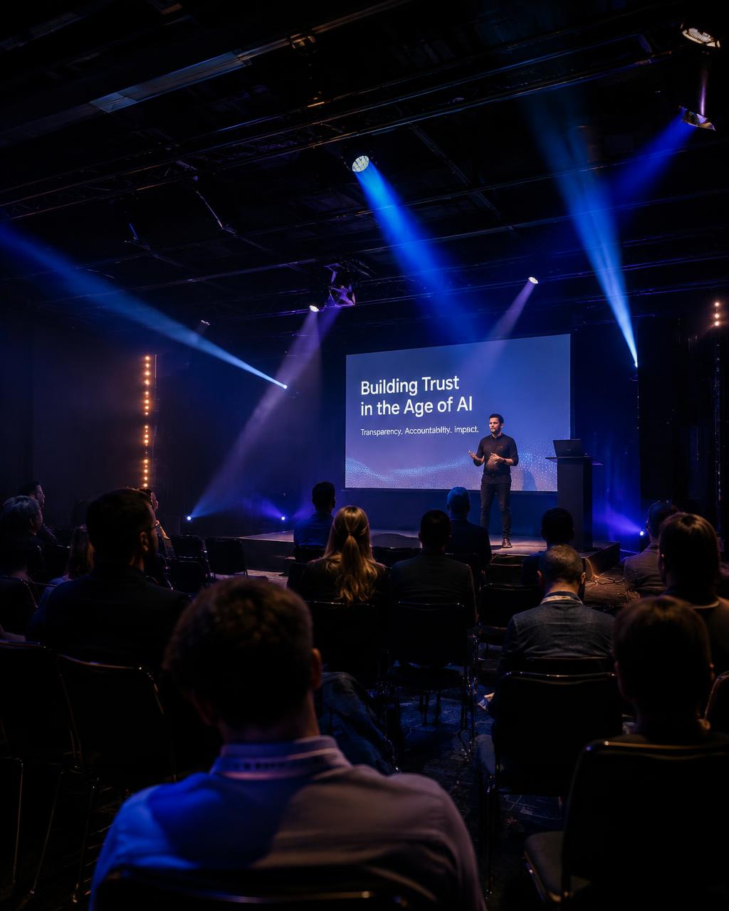 Breakout session room with dynamic moving head lights